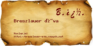 Breszlauer Éva névjegykártya